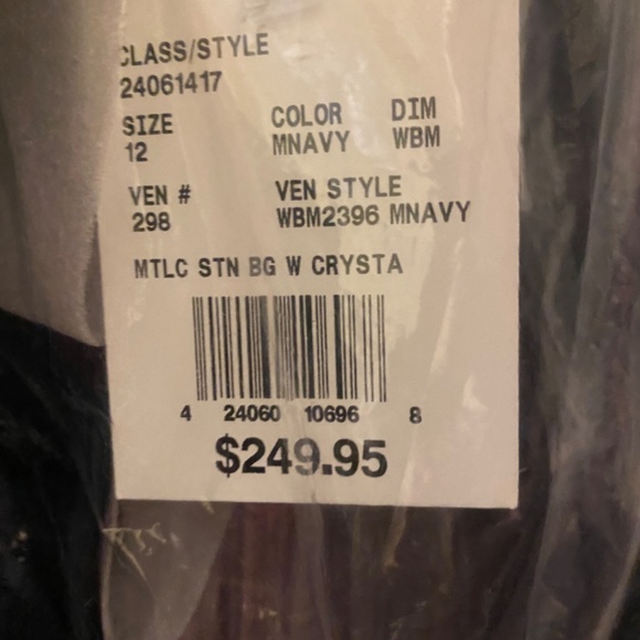 David’s Bridal V neck Satin Ballgown with Rhinestone Crystal Straps - Picture 3 of 4